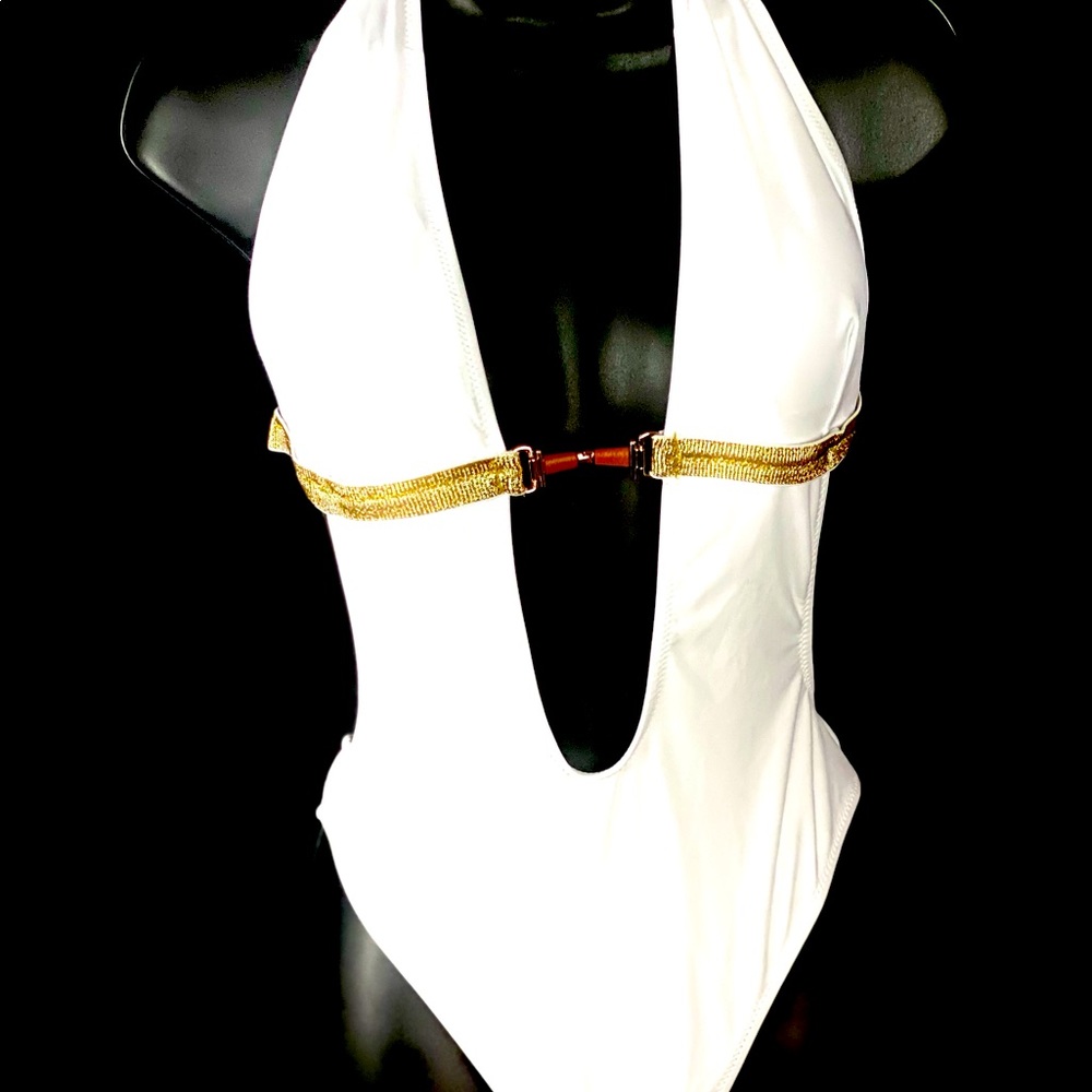 QC Royalty sexy flirty and fit (white and gold goddess 1 piece L)